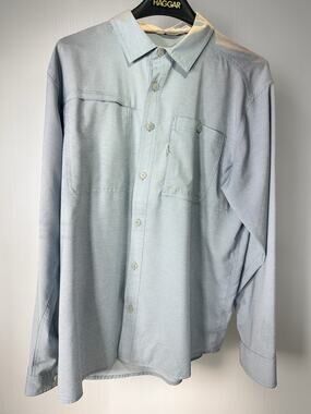 Simms Long Sleeve Blue Fishing Shirt Size Large Lightweight Cool Fly Fishing